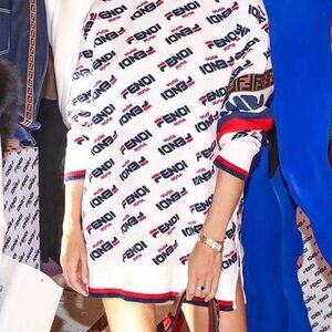 Fendi Roma White and Red Logo sweater